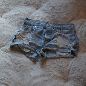 John Galt super distressed denim shorts